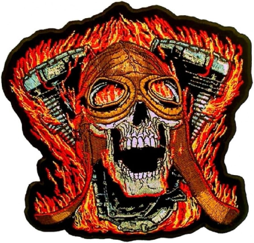 Patch personnalisé Broid Big Atom grande taille Broidered Skull Biker Wholesale Personnalized Iron On Hand Patches pour Hat