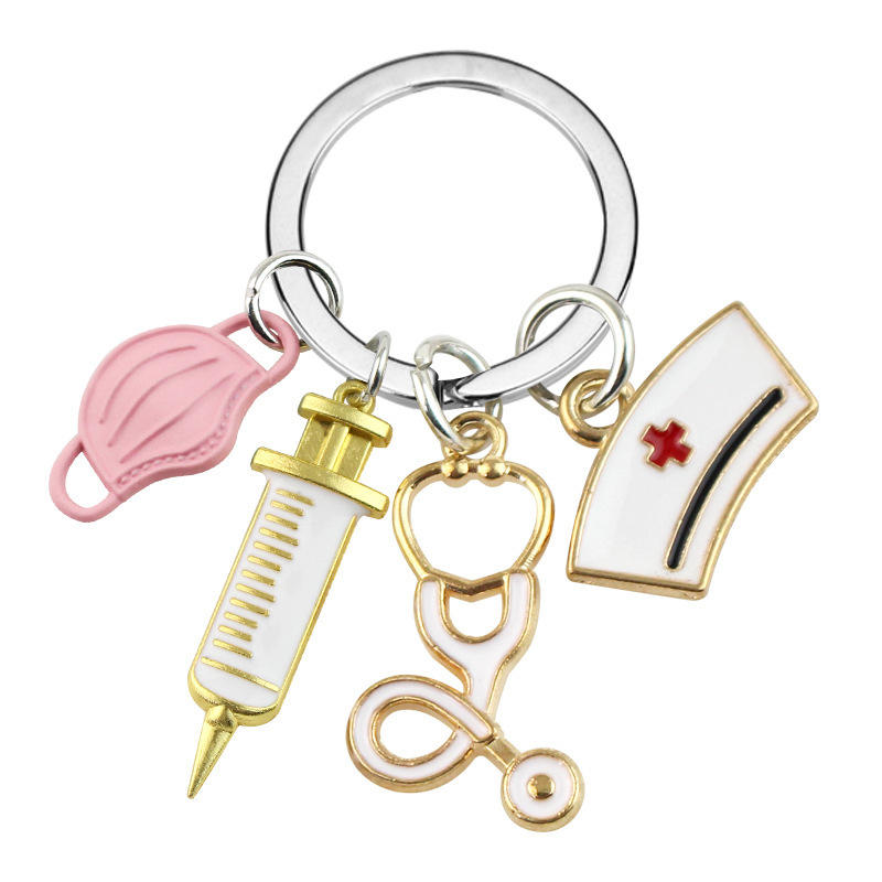 Infirmière en métal de mode personnalisée Keychain Docteur masque clés de la chaîne de clés Pendant Paramédic Décoration Docteur Keadchains