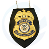 Insigne de police d'emblème en métal plaqué en or brillant sur mesure