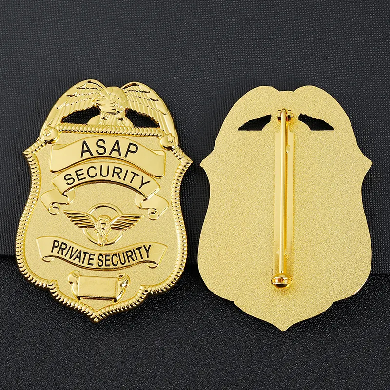 Article de police personnalisé Article d'usine Factory Police Officier de police Badge Manufacteur Metal Crafts Made NYPD Badge Full Gold Placing Soft Enamel Pin de revers personnalisés