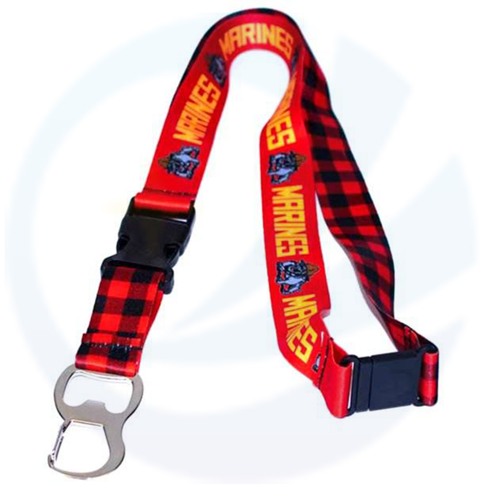 Personnalisé d'autres tissus de cou imprimés de sublimation Custom Promotionnel pour les badges d'identification avec un ouverture de bouteille de logo Lanyard en polyester