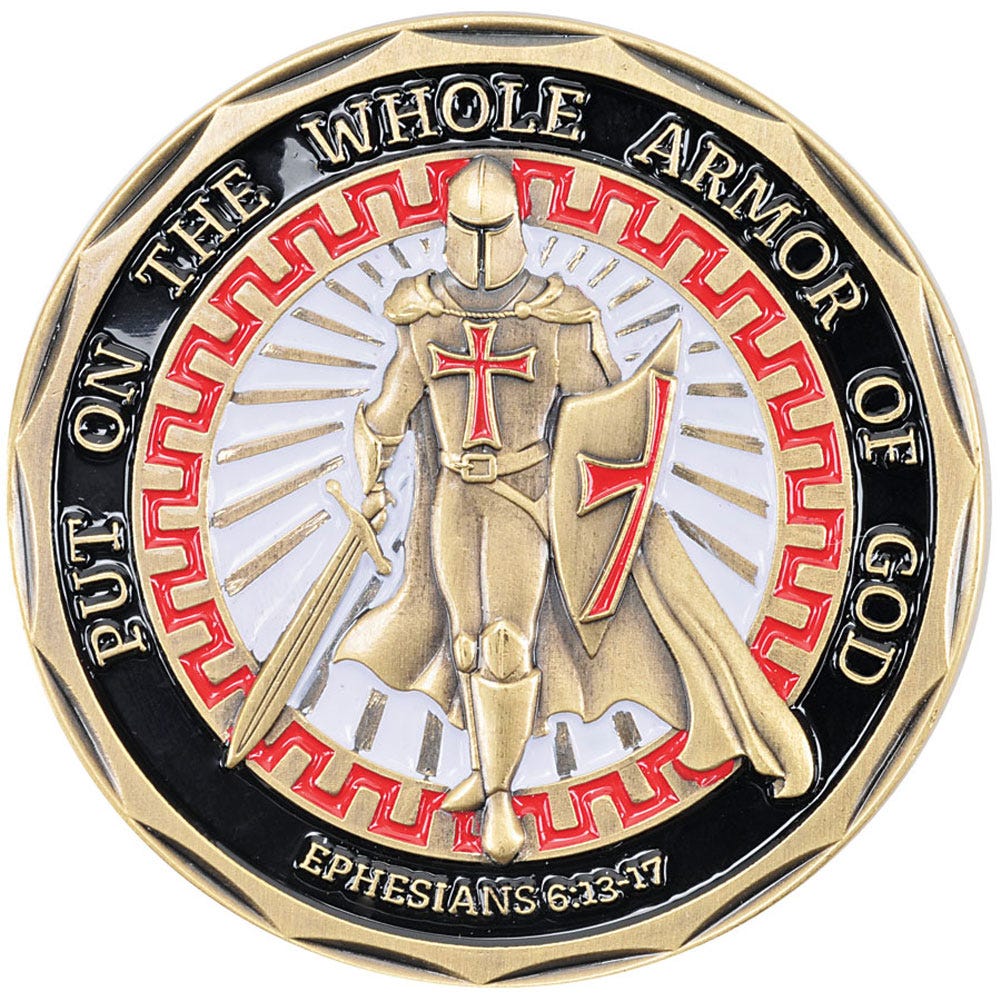 En vrac Metal Metal Zinc Alloy 3D Souveniour Armure entière de Dieu Coin Knight Templar Challenge Coin