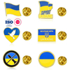 Collection d'impression de haute qualité Badge patriotique promotionnel Soft Enamel Ukraine USA Friendsage Flag Cross Flag