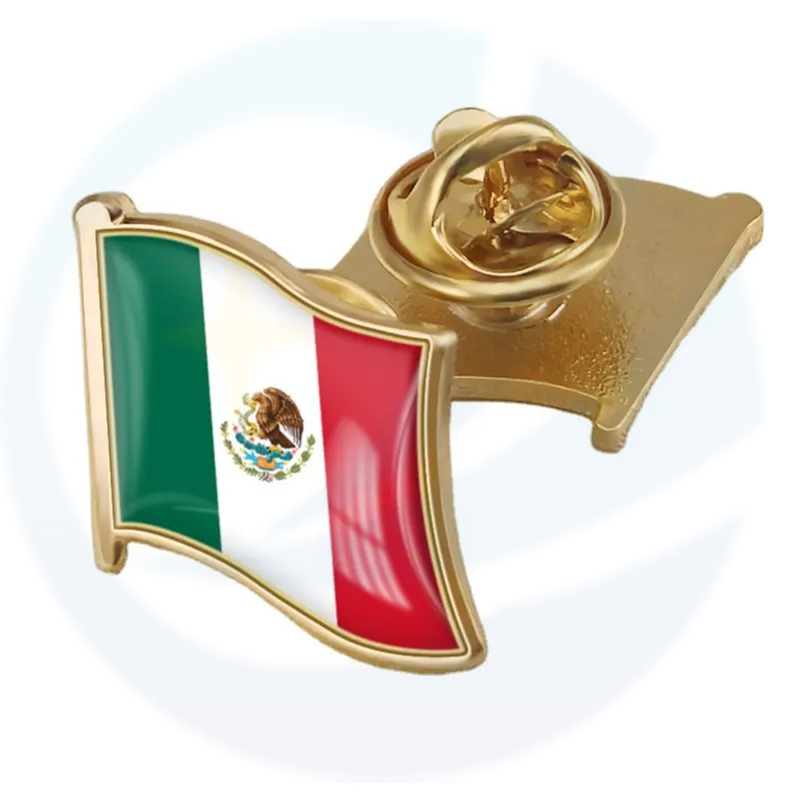 En gros de MOQ MOQ METAL National Mexican Flag Badge Badge Balk Country Custom Epoxy Mexican Entamel Pin