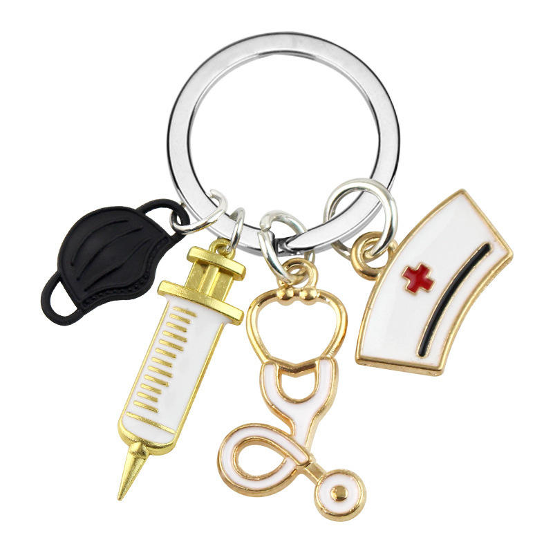 Infirmière en métal de mode personnalisée Keychain Docteur masque clés de la chaîne de clés Pendant Paramédic Décoration Docteur Keadchains