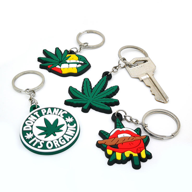 Silicon PVC PVC Keychain Leaf Forme clé Anneau Creative Creative Green Plant Lèvres Design Haters Fit Men Femmes Bag Sac Keys Trinket