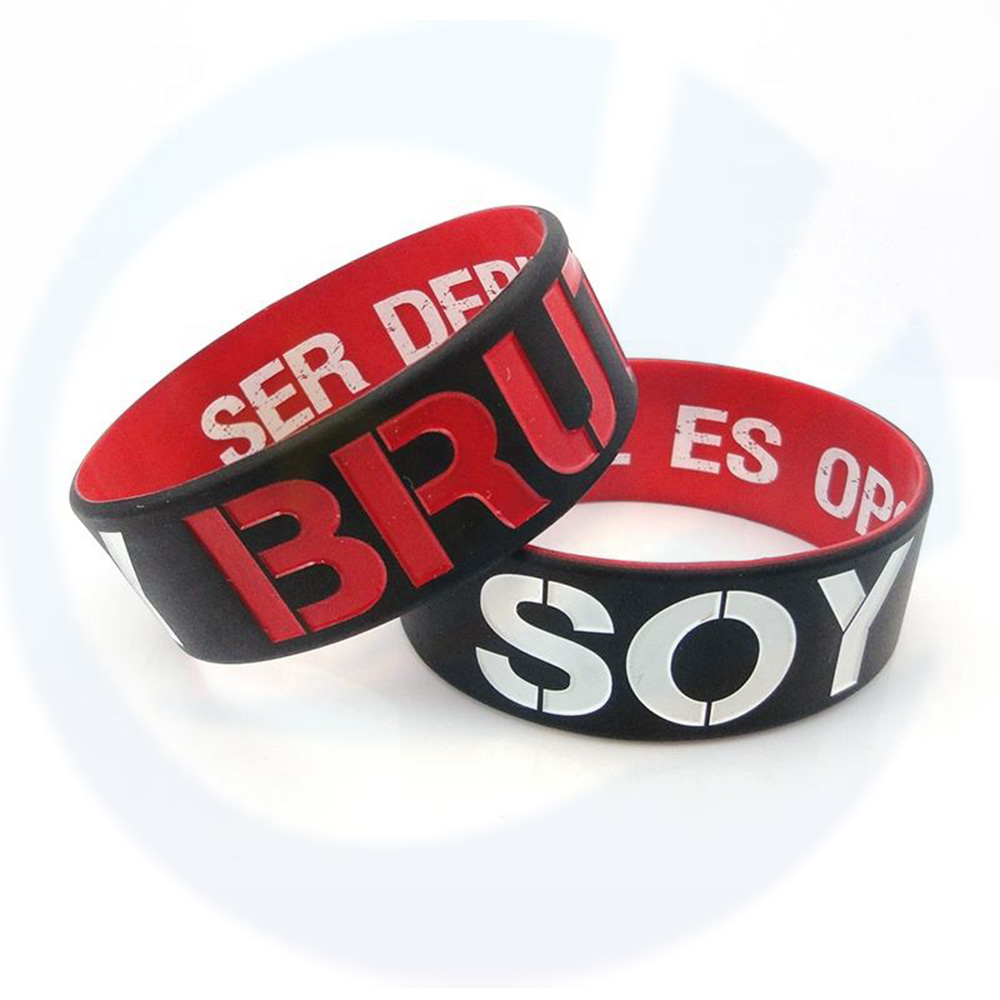 Bracelet en caoutchouc en caoutchouc de logo en caoutchouc de logo en silicone incandescent.