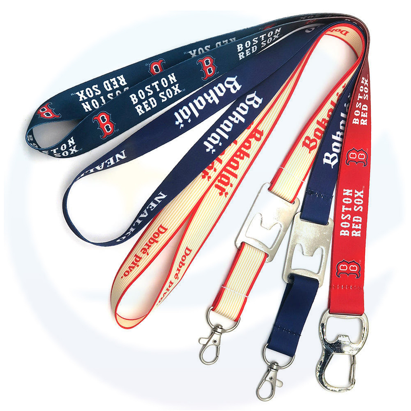 Ouvre-bière en gros de la bière Lanyard Keychain Sublimation Polyester Custom Bottle Opender Lanyard