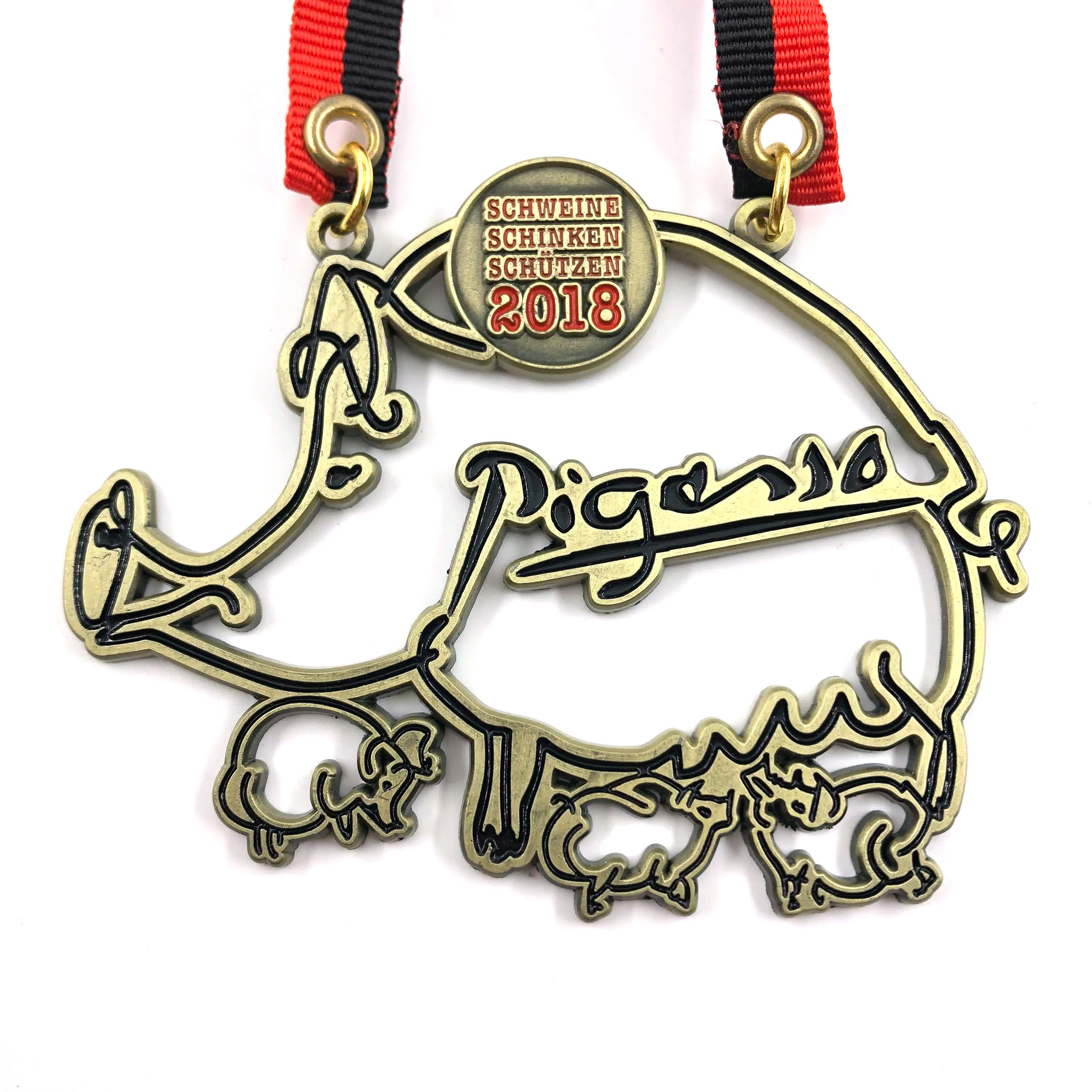 Souvenir de gros Souvenir Colorful Carnival Carnival Karvalsorden Médailles Médailles avec une longe d'impression d'écran en soie