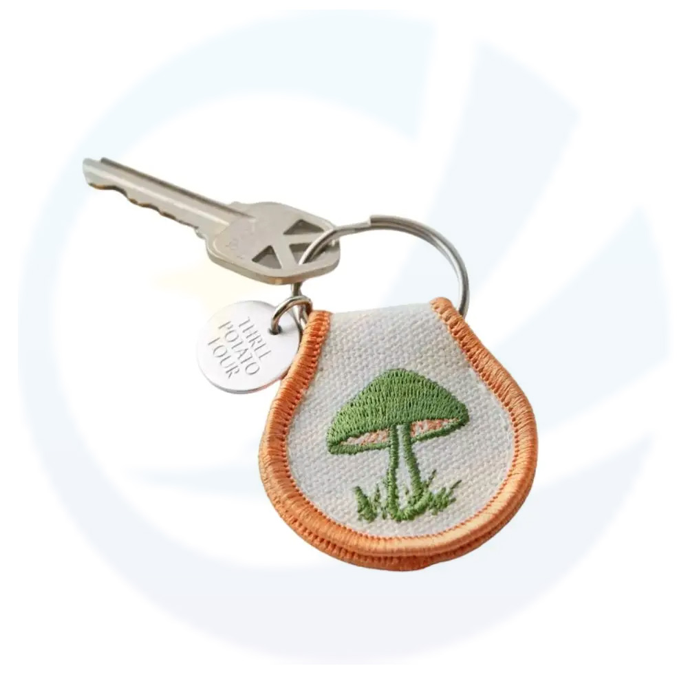OEM Factory Promotional Custom Logo Broidered Patch Keychain
