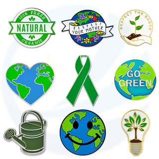 Nouveau style Personnalisation bon marché Eco - Green Life Respectez la Terre Soft & Hard Enamel Metal Badge Badge Protection de protection de l'environnement Émail Pride Pin pour cadeau