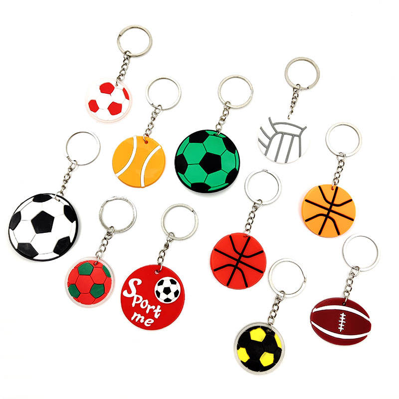 PVC Sport Rugby Rugby Baseball Soccer Key Chain de porte-clés 2D Silicone Soft Rubber Football Keychain