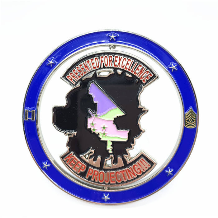 Promotionnal Custom Own Design Solid Silver Lrass / Copper Crafts 2D 3D Rotation Spin Challenge Coins
