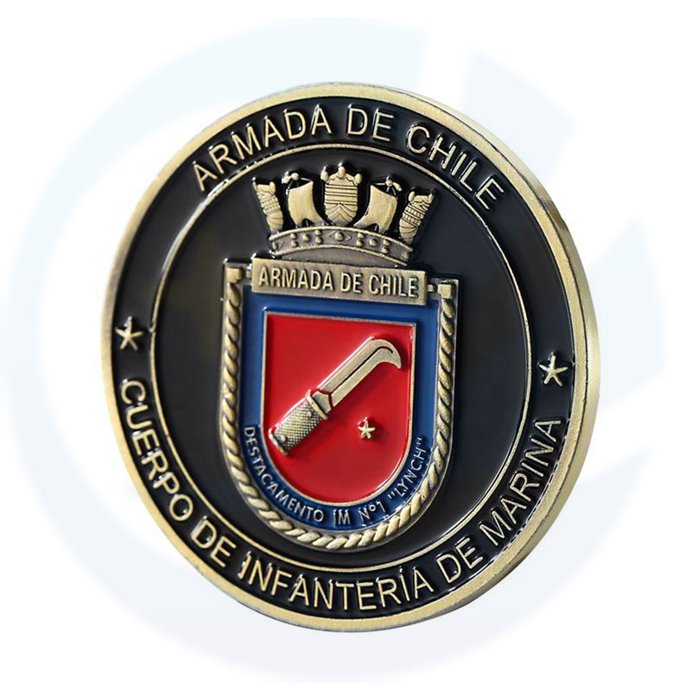 Navy Chiline Military Marine Infantry Metal Challenge Coin Commémorative Coin Commémorative