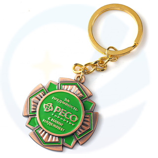 Factory de cadeaux YC en gros faire des clés de clés personnalisés 3D graves Russia Company Logo Bronze Metal Medal Badge Keyrings Custom Keechain