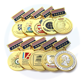 Prix ​​d'usine Médaille personnalisée Badge anniversaire Souvenir médaillas de Metal 3D Honor Awards avec ruban