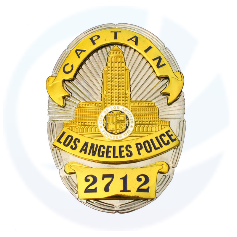 LAPD Los Angeles Captain Police Badge Replica Movie Props with No.2712