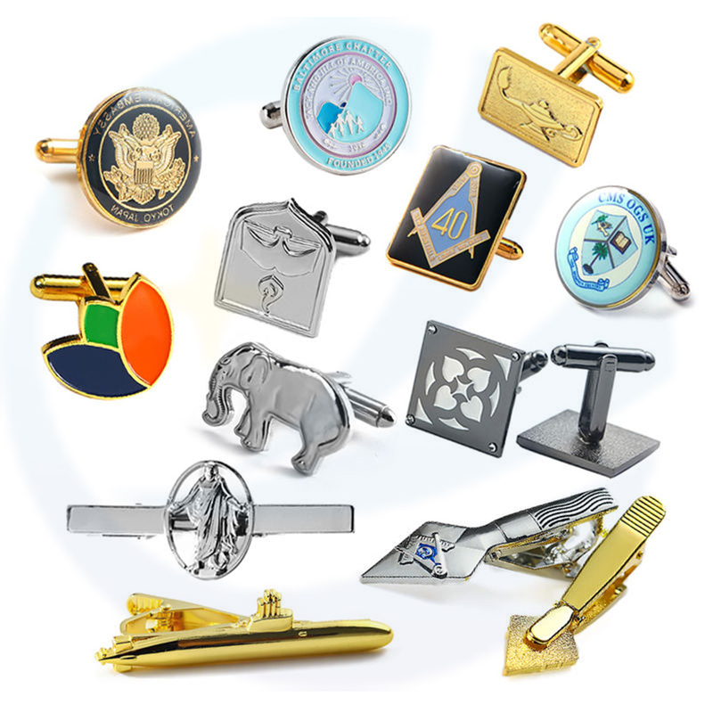 Fournisseur personnalisé Logo Custom Metal Cuff Links and Tie Clip Clip Men's Cost Shirt bout de poignard pour hommes avec emballage de boîte