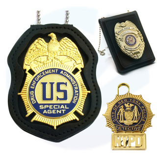 Metal Crafts Crafts Cuir Officer Badges de logo de logo Military Army Police de sécurité Soft Hard Enamel Badges avec clips métalliques