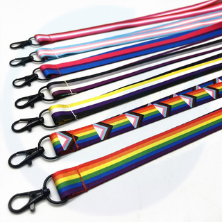 En gros OEM Blank Sublimation polyester nylon simple bon marché personnalisé logo personnalisé LGBTQ Rainbow Lanyard