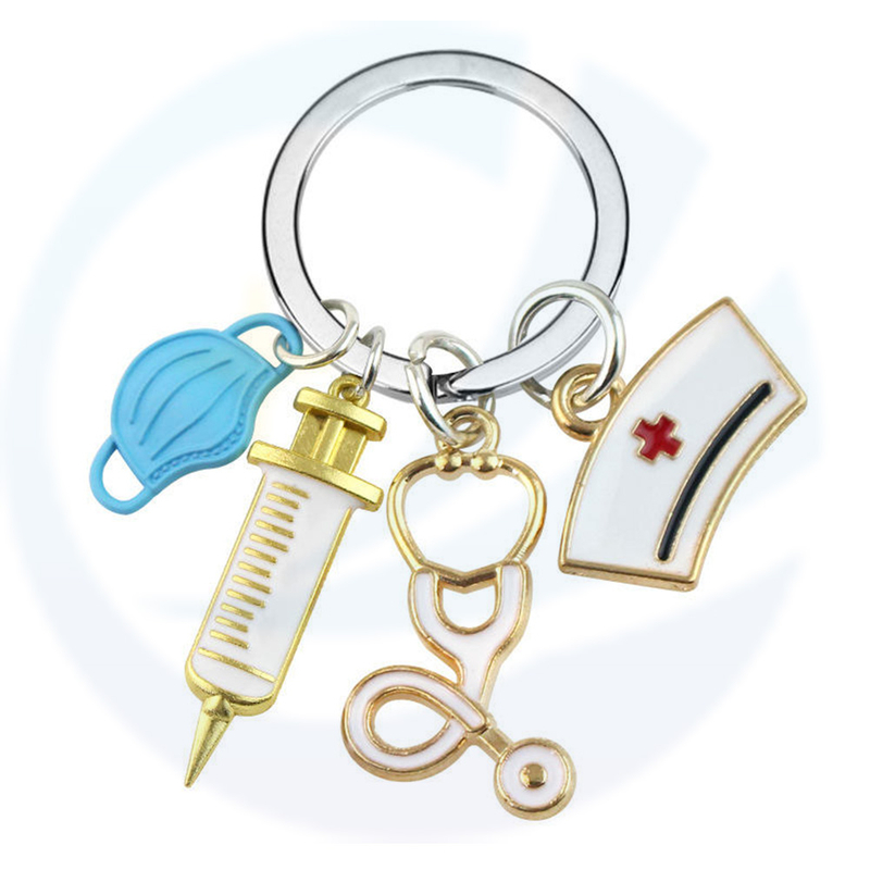 Infirmière en métal de mode personnalisée Keychain Docteur masque clés de la chaîne de clés Pendant Paramédic Décoration Docteur Keadchains