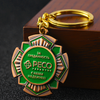 Factory de cadeaux YC en gros faire des clés de clés personnalisés 3D graves Russia Company Logo Bronze Metal Medal Badge Keyrings Custom Keechain