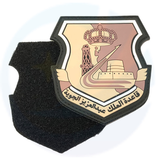 Designer personnalisé Silicone 3D PVC Patches de drapeau de luxe Logo Logo Saudi Arabie Air Force King Base Velcro Military 