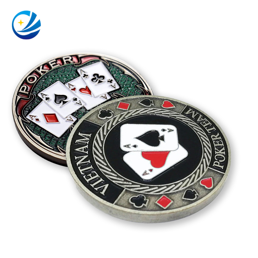Conception personnalisée en émail doux double côte 3d ronde collection de poker poker poker, usine en gros de jeu de jeu de jeu de jeu de jeu