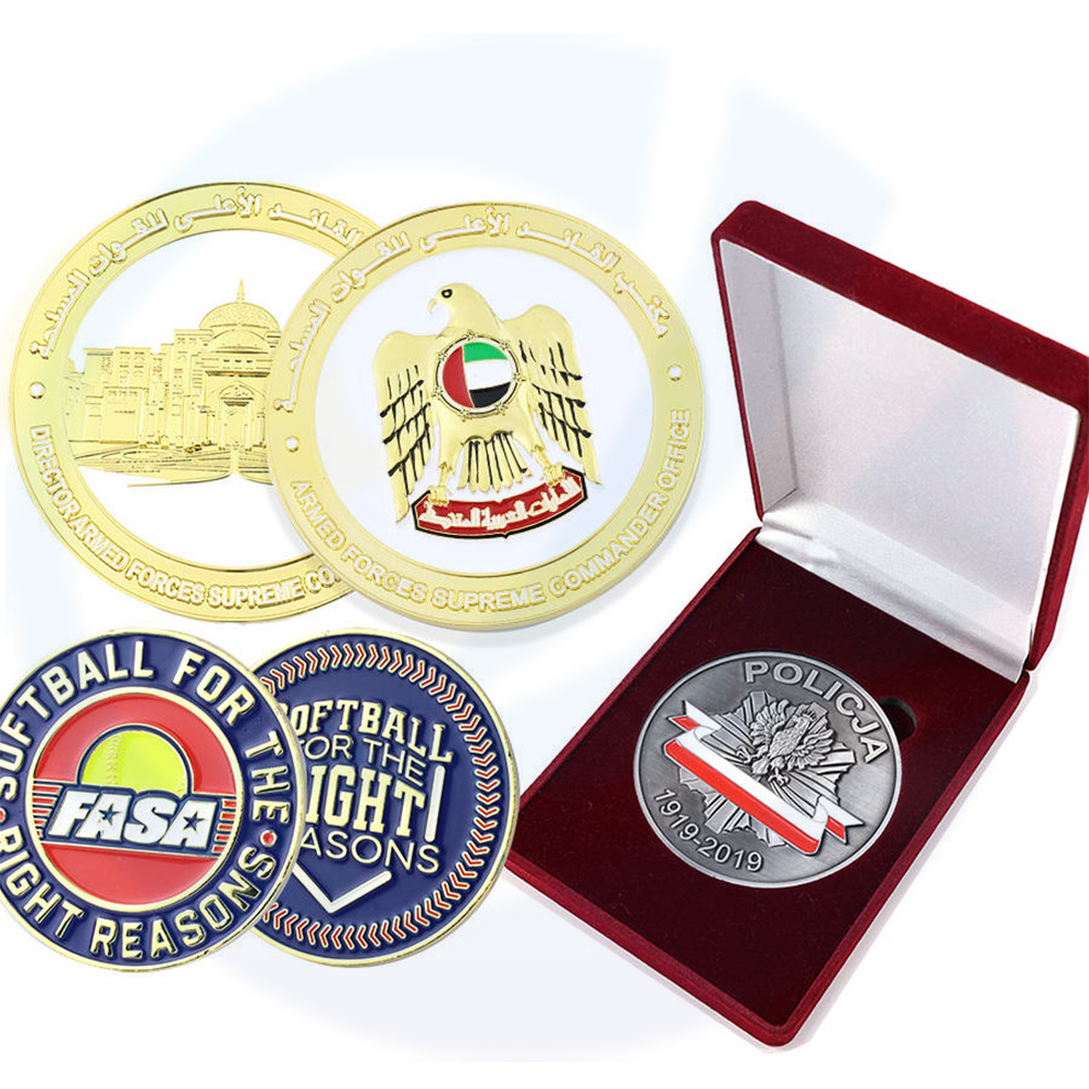 Fabricant Custom 3D Challenge Coin Custom gravable Metal Ematel Commorative Commémorative Souvenir Coin