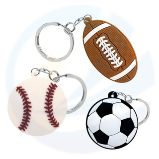 PVC Sport Rugby Rugby Baseball Soccer Key Chain de porte-clés 2D Silicone Soft Rubber Football Keychain