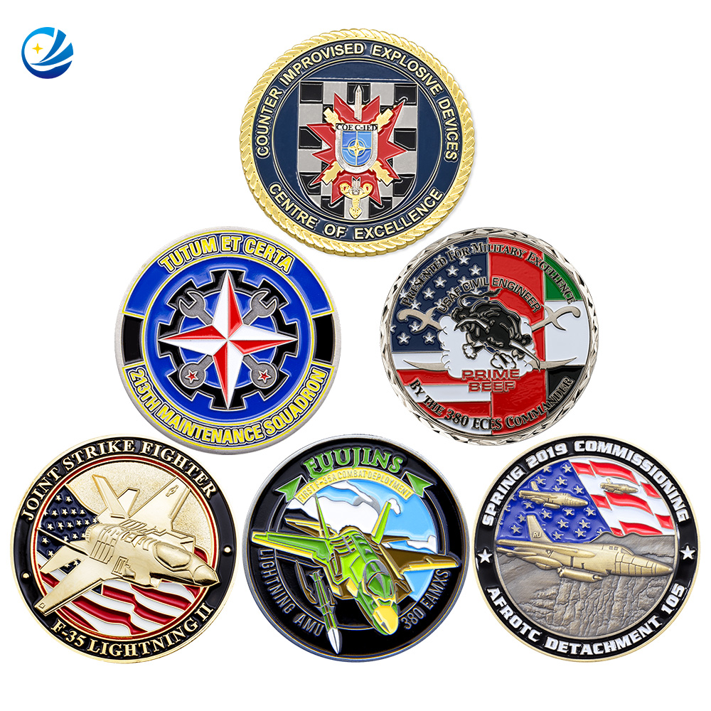 Fabricant Custom No Minimum Milal Military Coin Die Casting 3D Blank Army Ematel Coins Navy Air Force Brass Silver Firefighter Souveniture Souveniture Challenge Coin