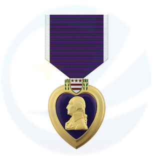 Custom the Purple Heart Medal of the United Metal Cross Cross Religious Honor Award médaille avec ruban