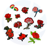 Patches de fleurs de broderie personnalisées en gros Rose Fon sur patchs Fleurs Applique Patch