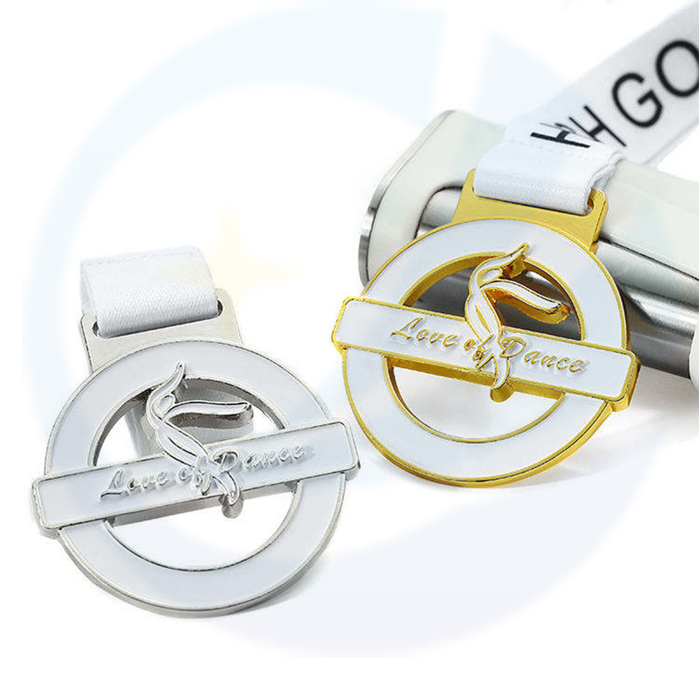 Logo personnalisé Lanyard Femmes Glitter Gold Silver Bronze Winning Award Gymnastics Metal Dance Médaille