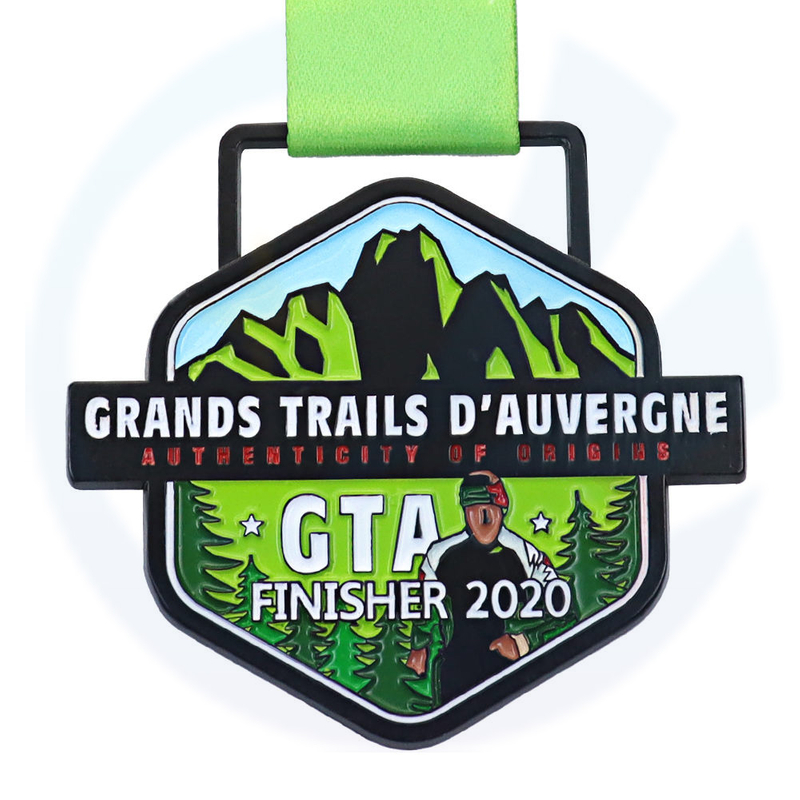 Finisseurs de haute qualité Design coloré de course de course finisseur de course personnalisée Custom Couping Trailrun Marathon Metal Award Award avec ruban