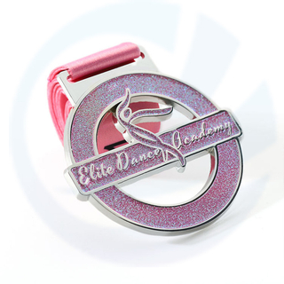 Logo personnalisé Lanyard Femmes Glitter Gold Silver Bronze Winning Award Gymnastics Metal Dance Médaille