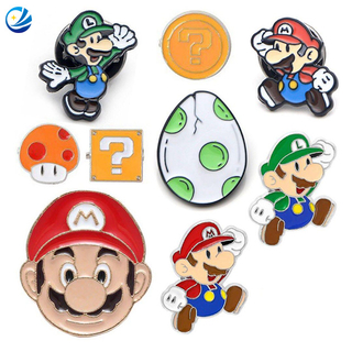 Badges de revers Étiquettes en gros Super Mario Cartoon Anime Pin Mario Bros Émorances en émail Super Mario Metal Pin pour souvenir