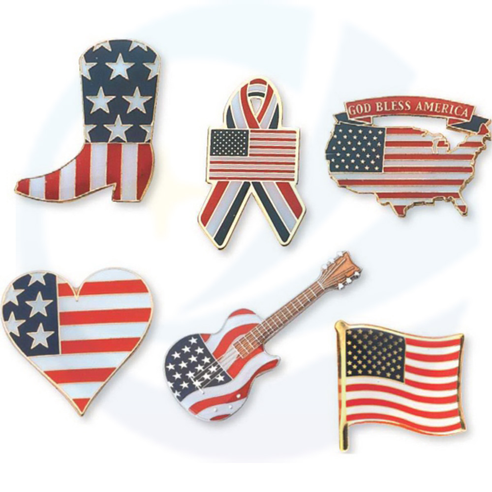 Vente chaude en gros en métal personnalisé sublimation drapeau vierge Badge Badge Soft Soft Enamel Brooch Country Flag Pin