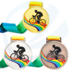 Blank Metal 3D Sport Race Riding Bike Ride Bicycle Médaille de cyclisme de récompense personnalisée bon marché avec ruban