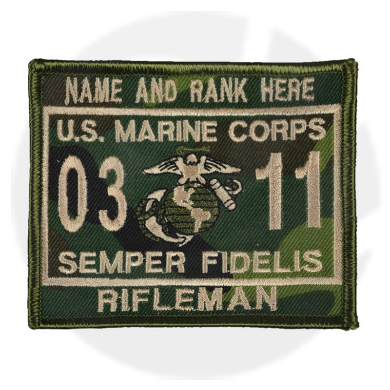 US Marine Woodland Camo Patch personnalisé MOS