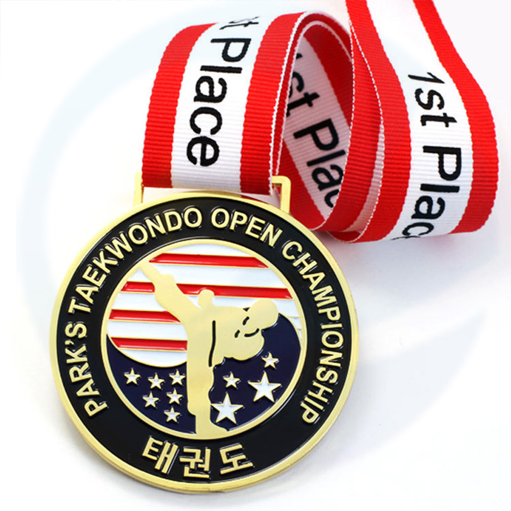 2023 Médaille de Chine Custom Gold Wrestling Sports Korea Metal Jiu Jitsu Judo Karate Taekwondo Médaille avec ruban