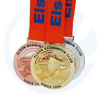 Médailles de métal personnalisées de badminton de haute qualité 3D Médaille de prix sportives en émail de conception 3D