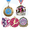 Logo personnalisé Lanyard Femmes Glitter Gold Silver Bronze Winning Award Gymnastics Metal Dance Médaille